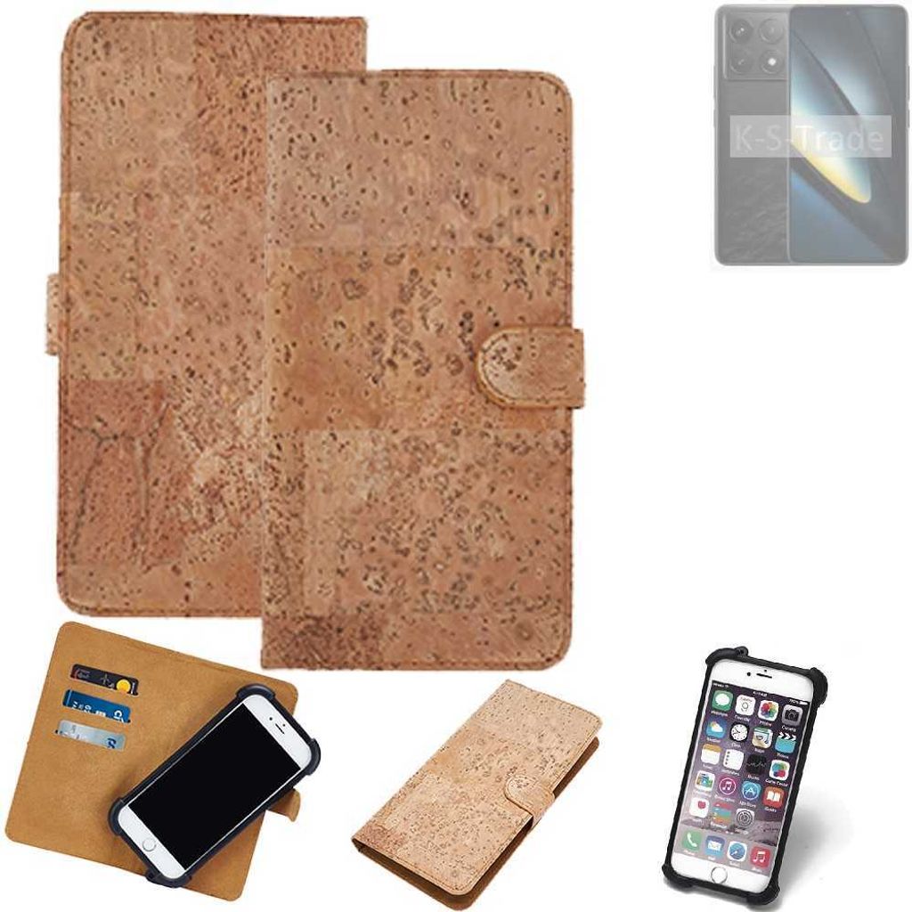K-S-Trade Hülle kompatibel mit POCO F6 Pro Kork Handyhülle Cover Schutzhülle TPU Case Bumper in Hellbraun, (1x)
