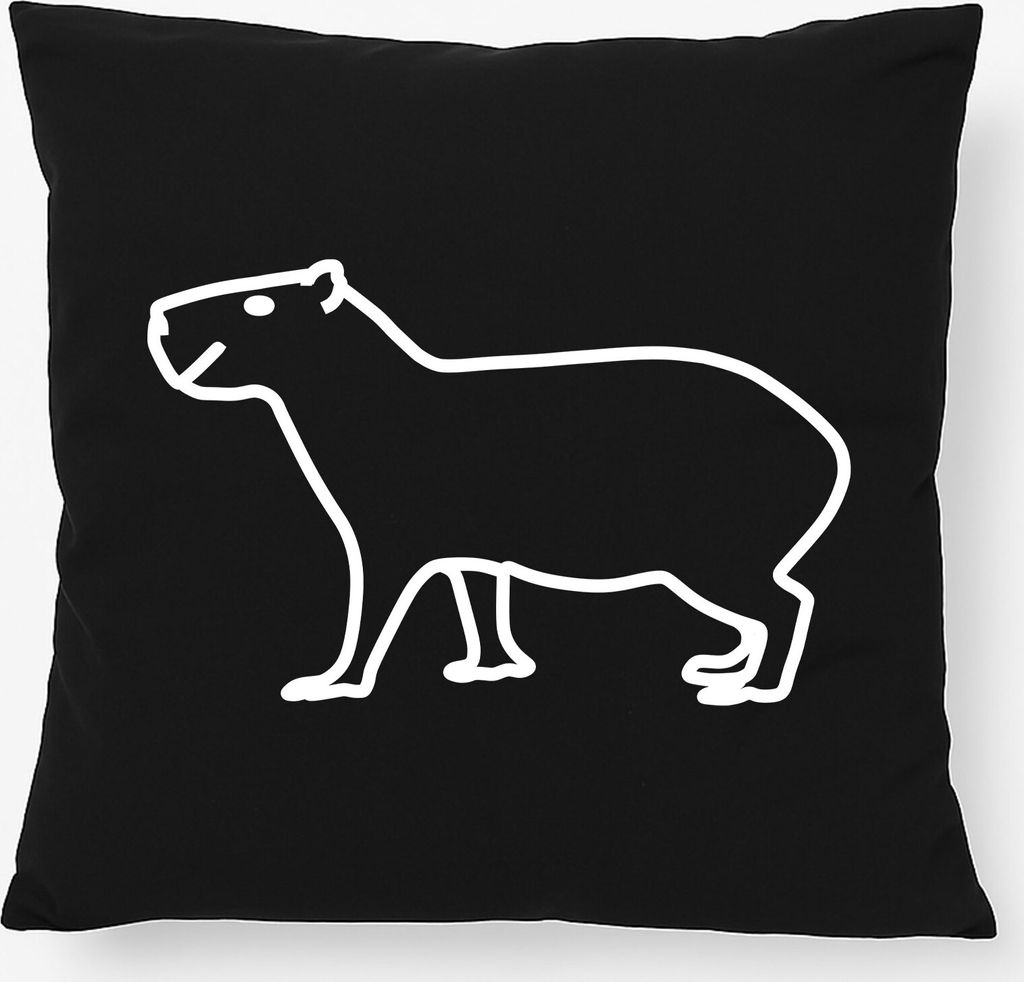 Huuraa Kissen Capybara Silhouette 40x40cm mit Füllung Black Baumwolle Dekokissen Geschenkidee