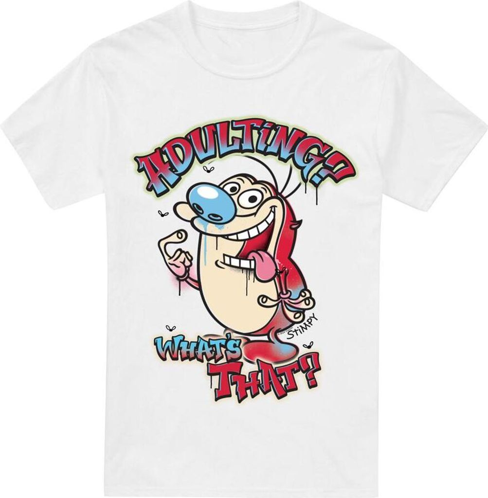 Ren & Stimpy - "Adulting Whats That?" T-Shirt für Herren TV6509 (4XL) (Weiß)