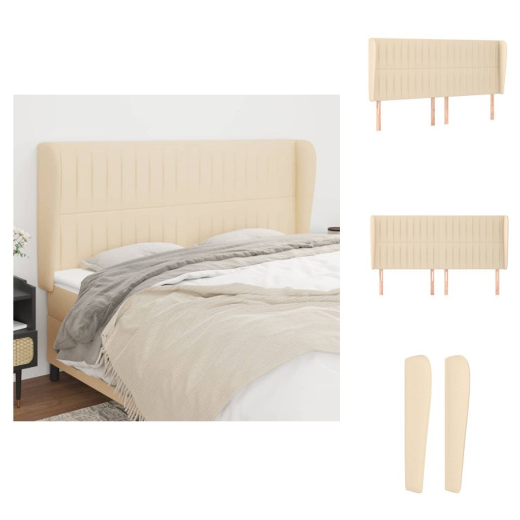 vidaXL Kopfteil mit Ohren Creme 183x23x118/128 cm Stoff - Kopf- & Fußenden