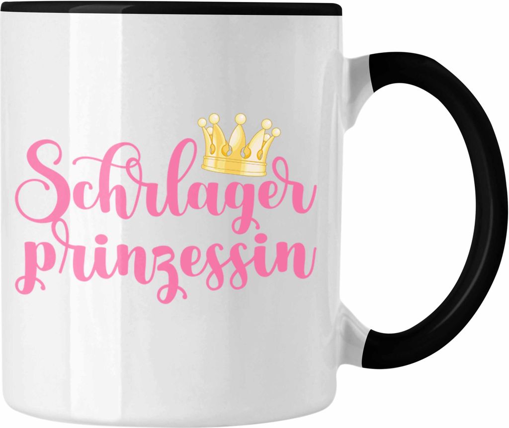 Trendation - Schlagerprinzessin Tasse Geschenk Schlager Fan Musik Geschenkidee (Schwarz)