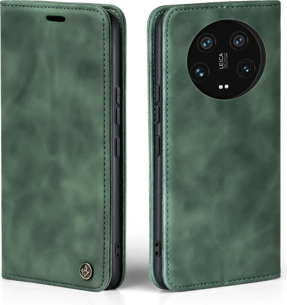Handy Hülle für Xiaomi 14 Ultra Klapphülle Bookcase Flip Cover Handy Tasche Etui Farbe: Grün
