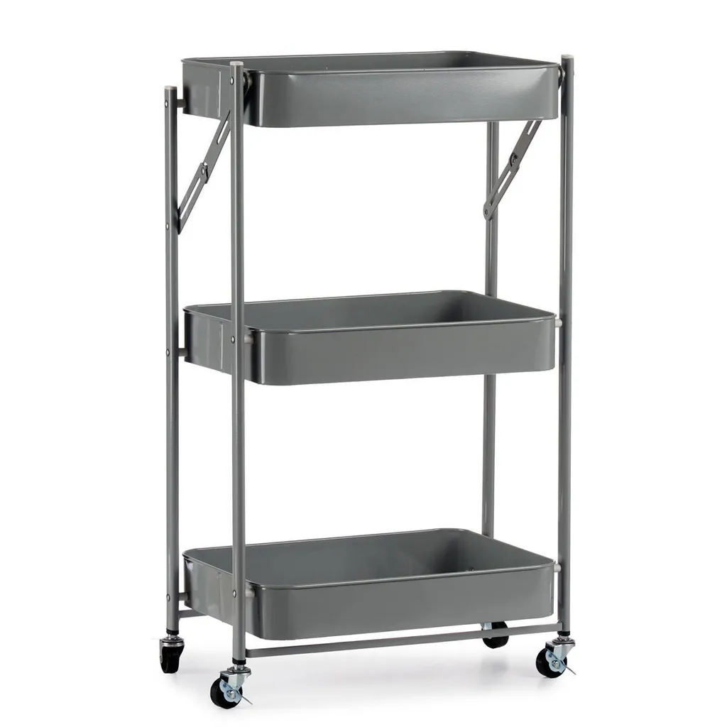 Carrello portaverdure in acciaio grigio (29,5 x 78,5 x 45,5 cm)