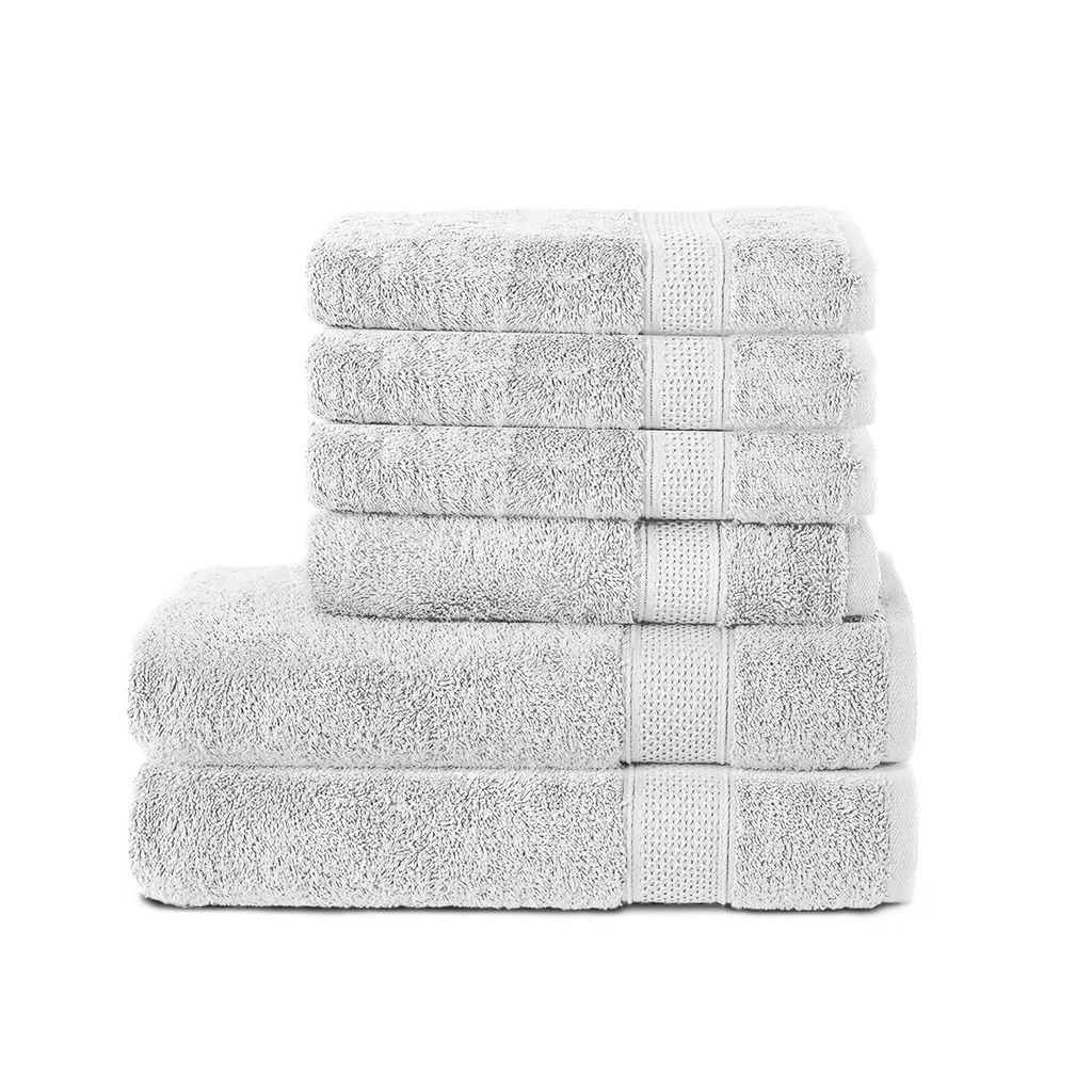 Komfortec 6er Handtuch Set aus 100% Baumwolle, 2er Badetücher 70x140 cm und 4er Handtücher 50x100 cm, Frottee, Weich, Weiß