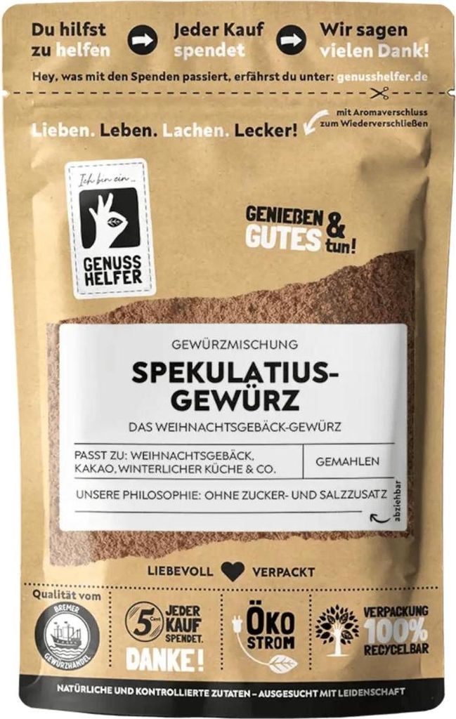 Spekulatius Gewürz, gemahlen, ideal zum Backen und für weihnachtliche Desserts, herrlich aromatisch und lecker, 3 x 50g