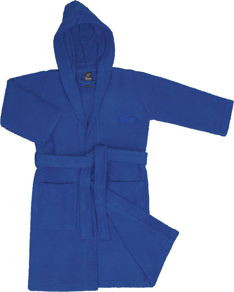 OAHOO Kinder Bademantel für Mädchen und Jungen (1 Stück) Baumwoll-Frottee mit Kapuze - Royalblau 122-128