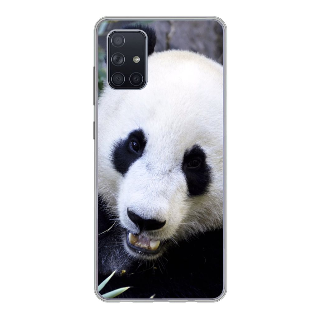 MuchoWow Handyhülle Schutzhülle Hülle für Samsung Galaxy A51 5G Panda - Tier - Blätter Silikon Softcase Handy Hülle - Abbildung