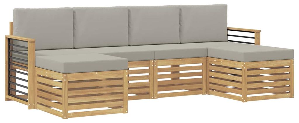 vidaXL Sofagarnituren 6 pcs Weiß und Hellgrau 249 x 122,5 x 73 cm