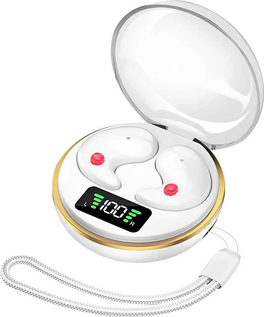 Avizar Sommeil In-Ears ultra-plats Bluetooth avec boîtier LED blanc