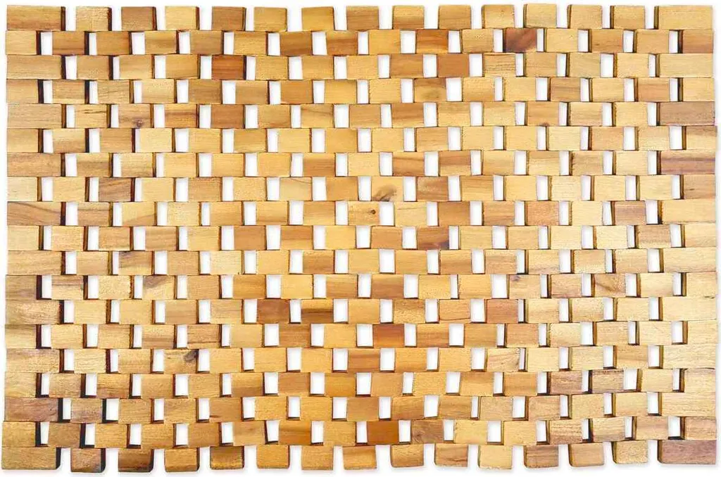 Tapis de Bain Bois d'Acacia 60x100 cm : Grand Format et Antidérapant