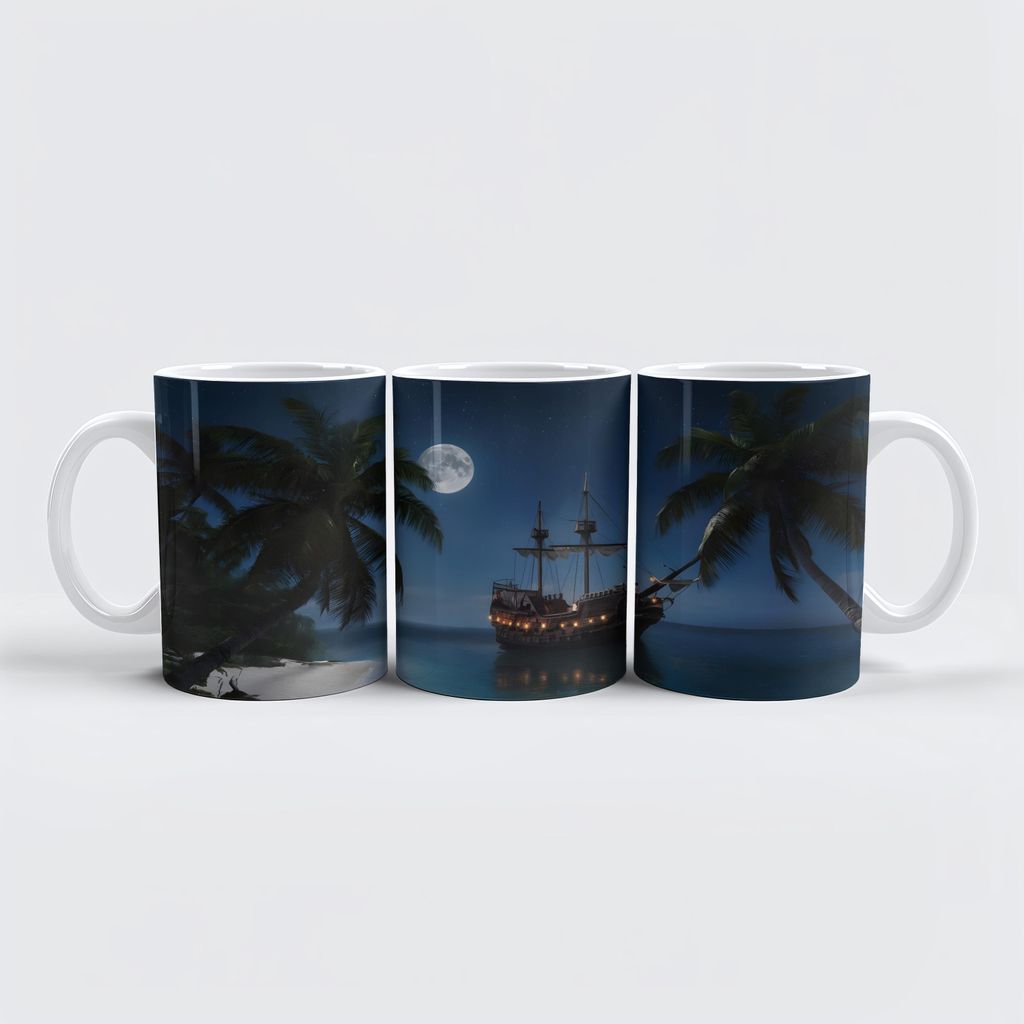 raxxa Premium-Tasse "Segelschiff vor tropischer Küste"