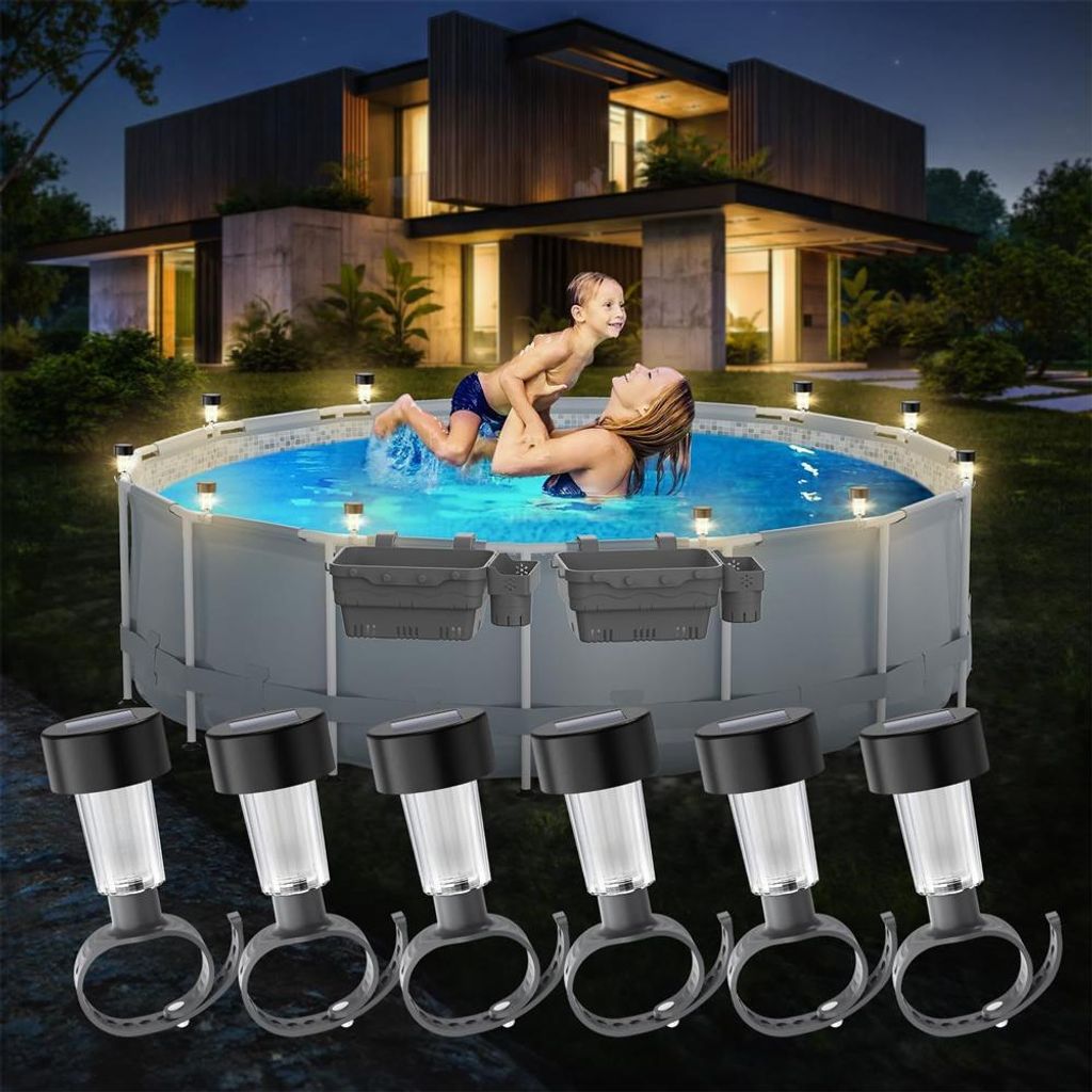10er Solar Poolbeleuchtung Set LED, warmweiß, für Frame Produktbild 