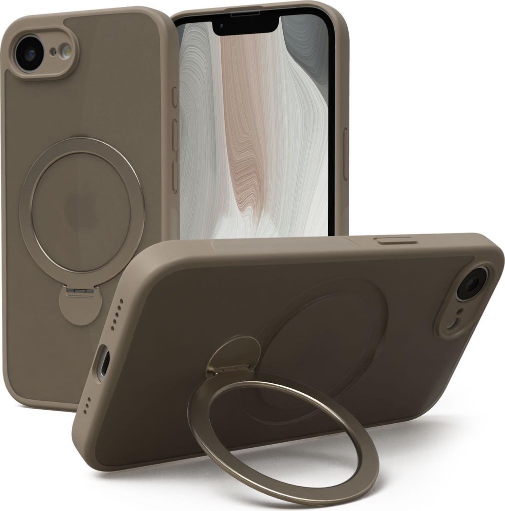 EAZY CASE - MagSafe Handyhülle für Apple iPhone 16e, Ring zum Aufstellen, 360° drehbar, Magsafe Silikonhülle zum Aufstellen, stoßfest Cover in...