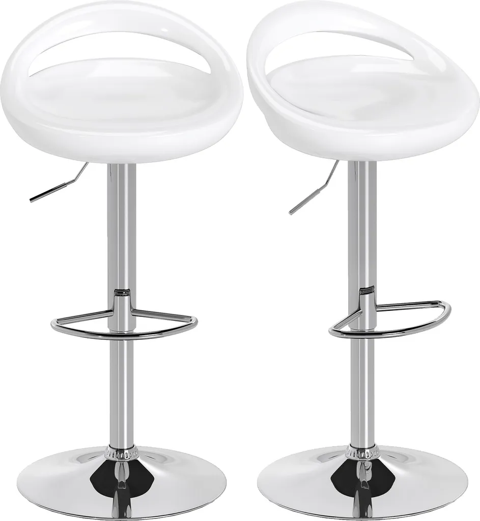 Tabouret de Bar Blanc avec Dossier et Repose-pieds - Lot de 2 Pièces