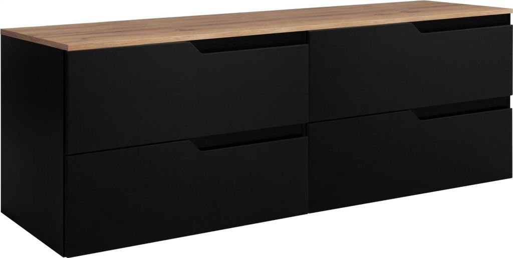 RODAN | Szafka pod Umywalkę - Czarna i Brązowa - 160 cm - Z Zdjęcie produktu 