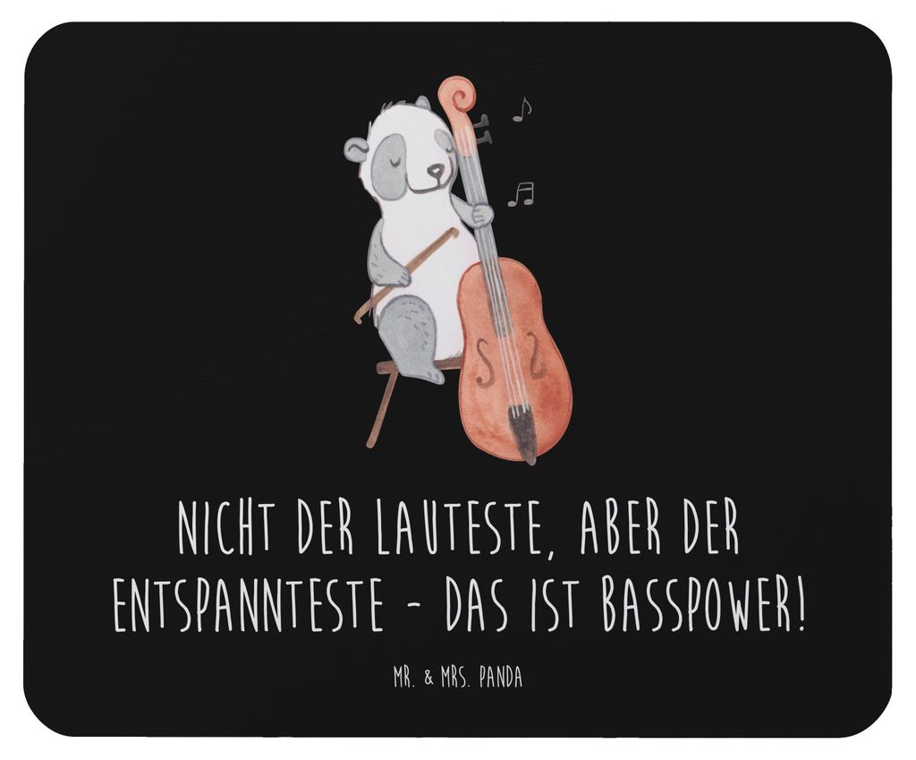 Mr. & Mrs. Panda Mauspad Bassgitarre Entspannt - Schwarz - Geschenk, Musikinstrument, computer, Mouse Pad, Musik, mousematte, Bassist, Musiker, Kla...