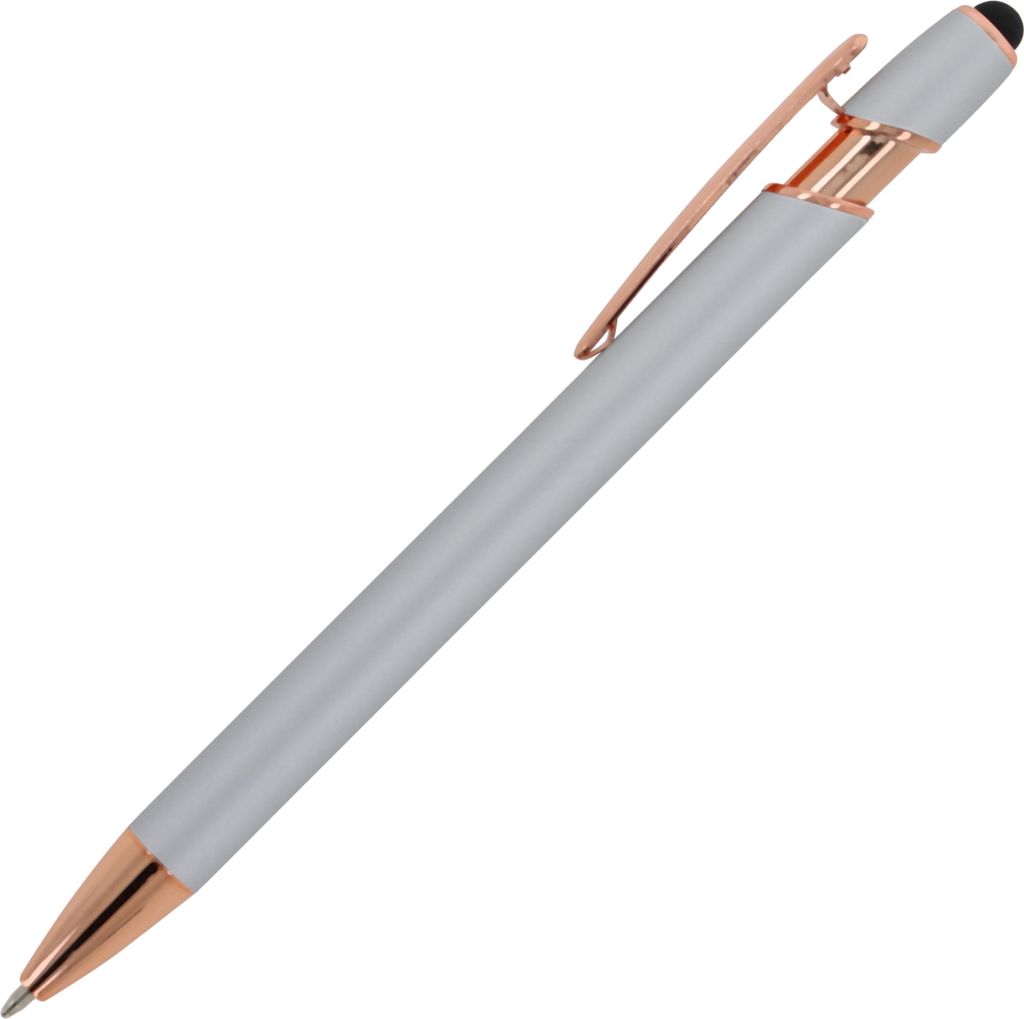 Touchpen Kugelschreiber "Roségold" / aus Metall / Soft-Touch / Farbe: silber