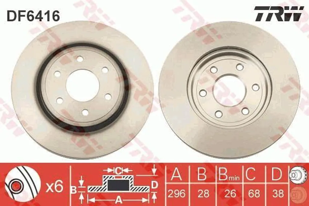 Disque de frein haute résistance TRW DF6416 compatible Nissan 40206EB300