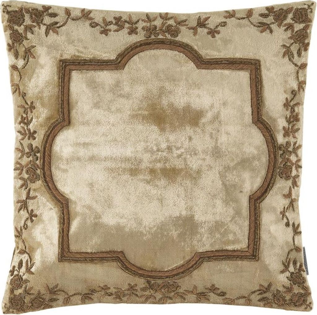 Casa Padrino Hotel Kissen Beige / Gold 40 x 40 cm - Luxus Zierkissen