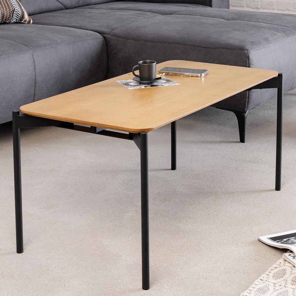 riess-ambiente Retro Couchtisch DESIGNO 90cm Eiche Holz-Design schwarz Metallgestell Beistelltisch Tisch