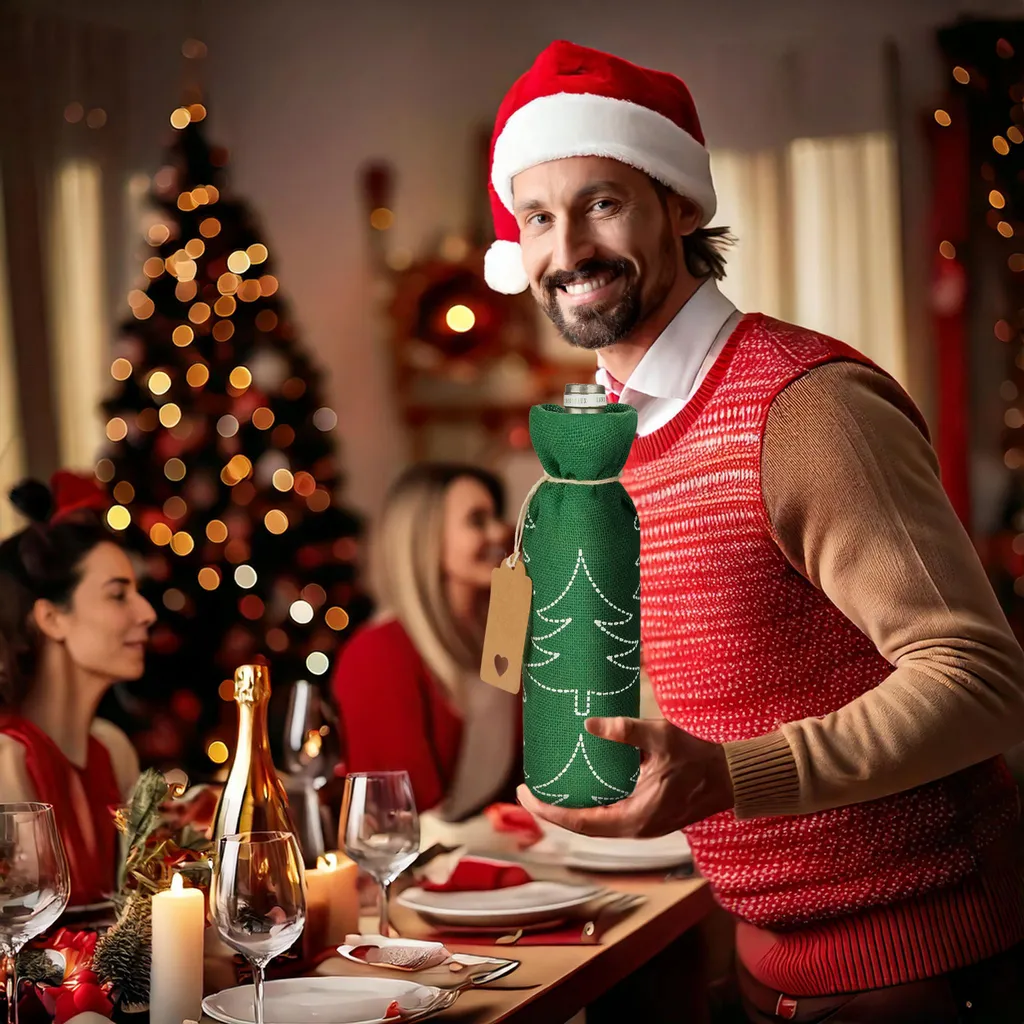 Coperchio Della Bottiglia Vino Natale, 4 Pezzi Decorazione Della