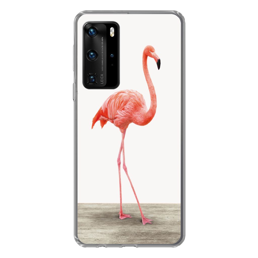 MuchoWow Handyhülle Schutzhülle Hülle für Huawei P40 Pro Flamingo - Rosa - Vogel - Mädchen - Jungen - Kind Silikon Softcase Handy Hülle - S...