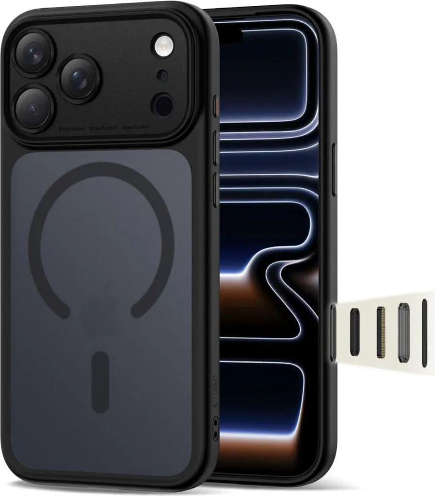 Cover iPhone 17 Pro Max MagSafe Nero Opaco | Tech-Protect Magpeak CC