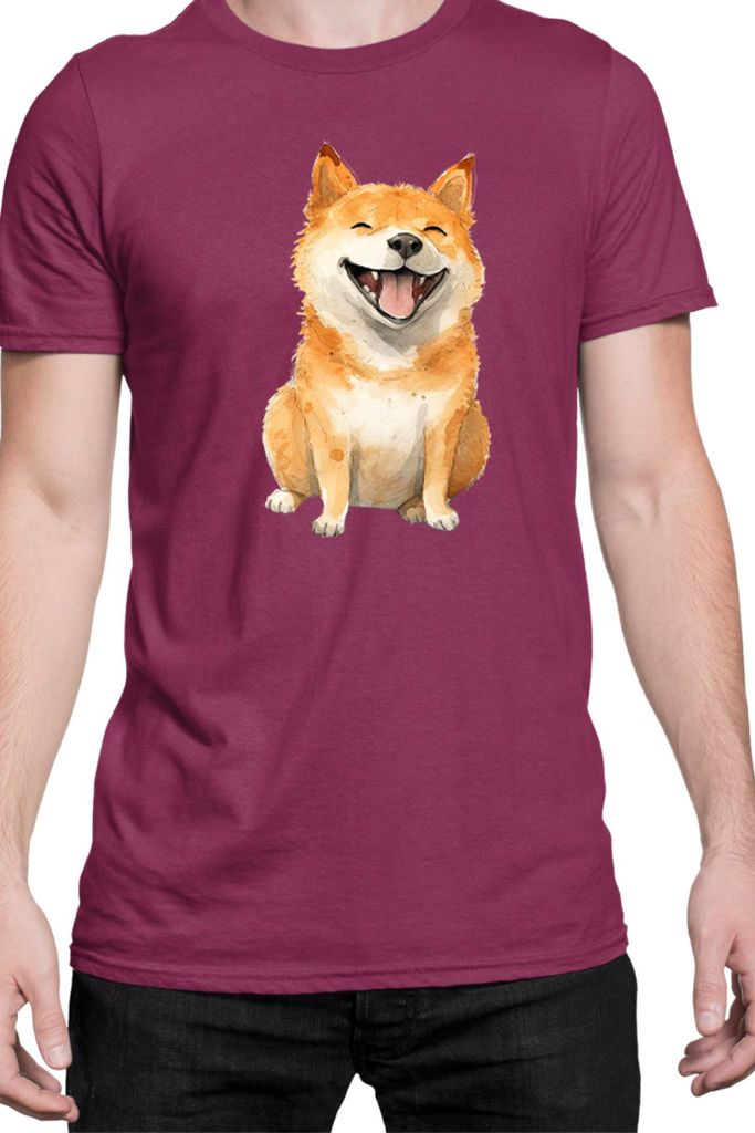 Herren T-Shirt Funny Dogs Breeds Shiba Inu Dog Breed, Man L / Burgundy