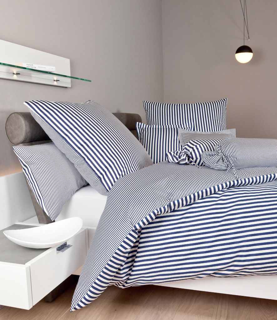 Janine modern classic Bettwäsche-Garnitur 155X220,80x80 marine