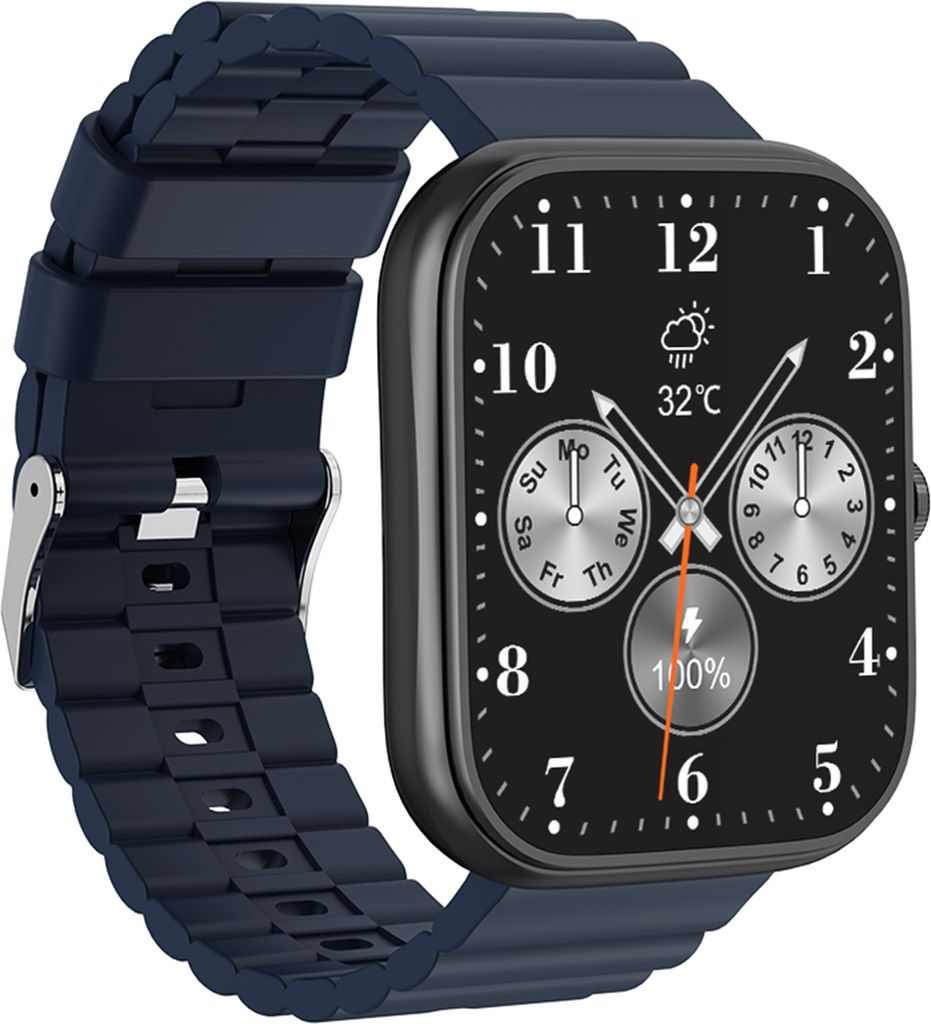 T34-F 1,83-Zoll-Bildschirm-Smartwatch, Gesundheits-Tracking | BT5.2 | IP68 wasserdicht | Mehrere Sportmodi | BT-Anruf | Sprachassistent, dunkelblau