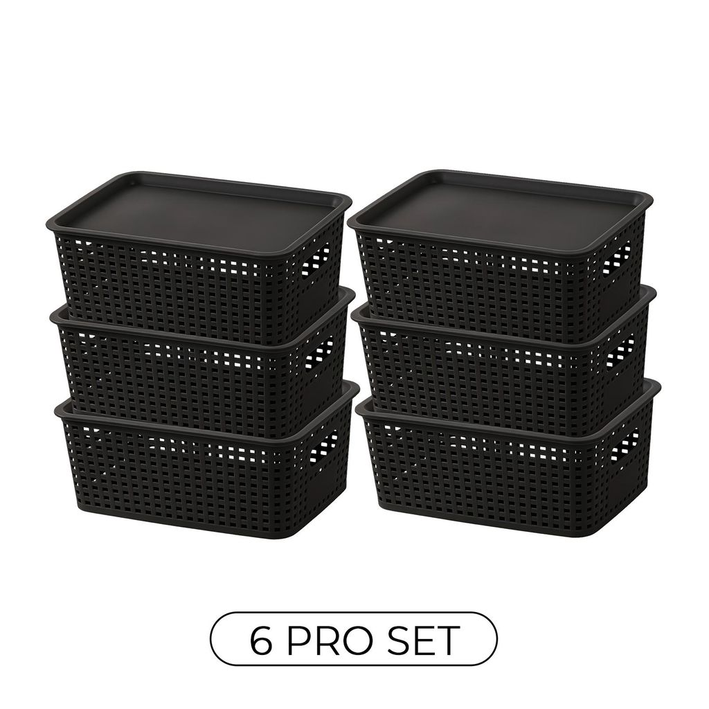 6er Set Aufbewahrungskorb Dekobox mit Deckel, dekorativer Produktbild 