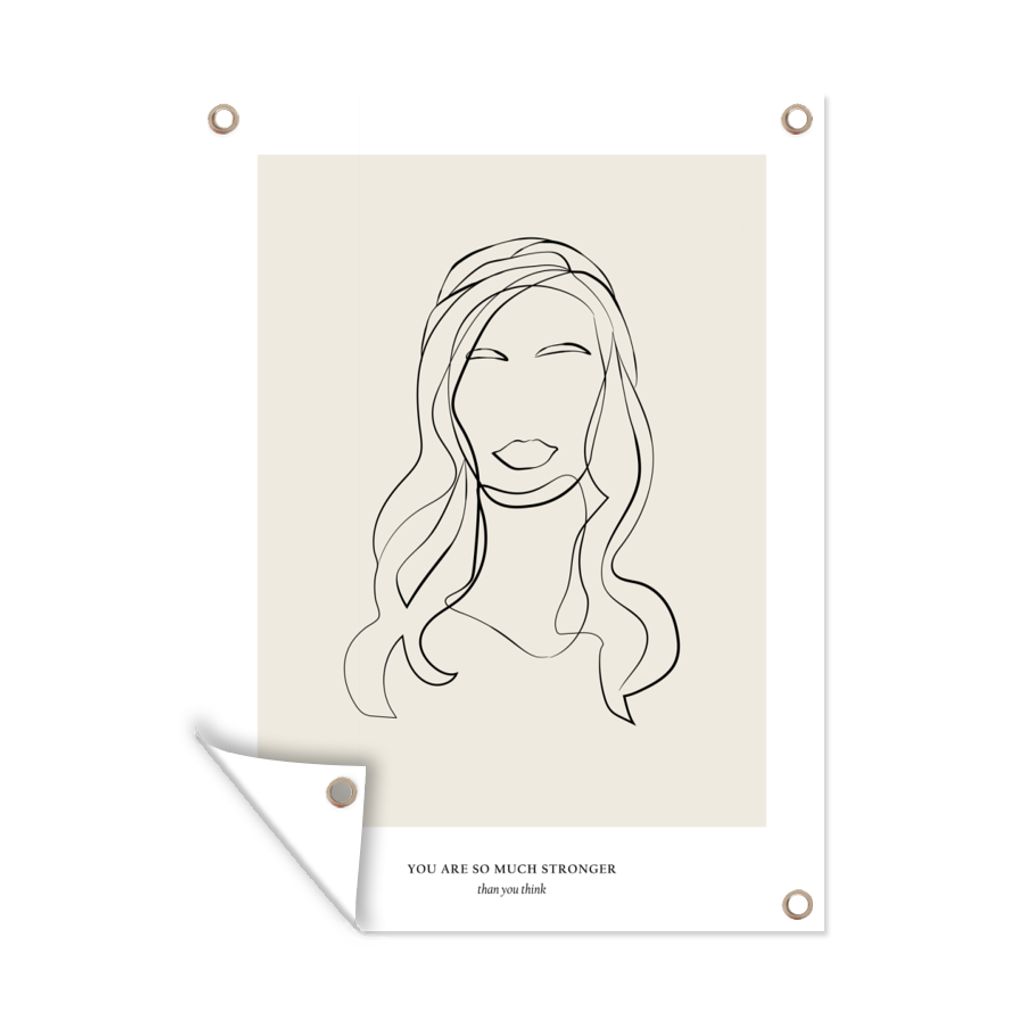 MuchoWow 60x80 cm Outdoor-Poster Gartendeko Sichtschutz Garten Poster für den Garten Frauen - Zitate - Strichzeichnungen - Text