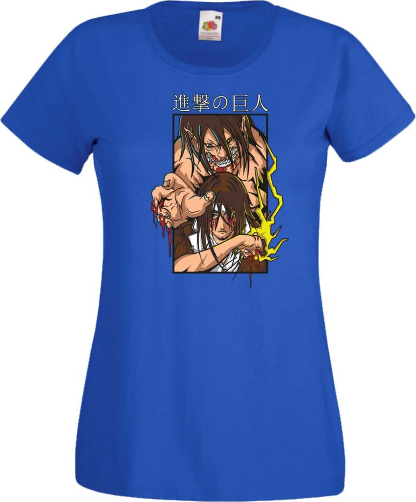 Damen T-Shirt Attack Anime On Titan Eren Yaeger 04 Var-002 Eren Pilot, Lady S / Blau