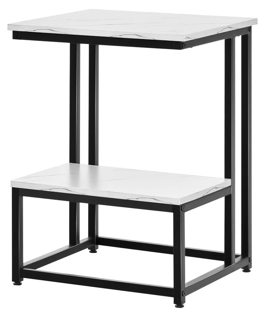 Table d'appoint chambre et séjour avec étagère effet marbre chic - 2