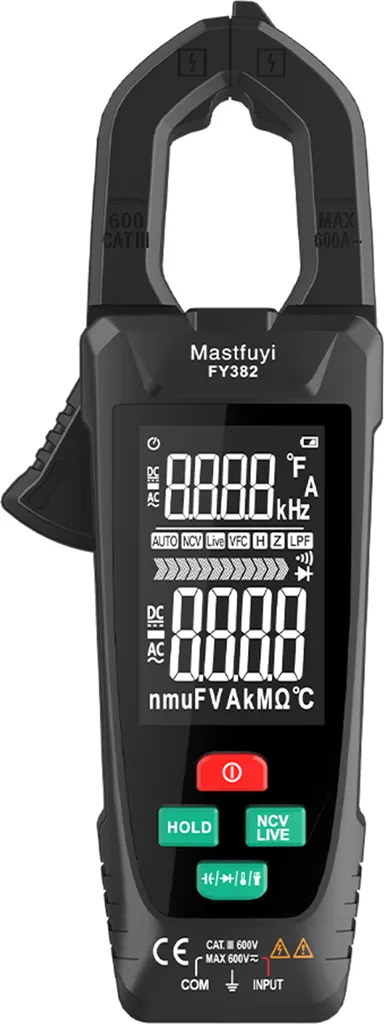 Mastfuyi FY382 Pince Ampèremétrique Smart True RMS 9999 Points Digitale