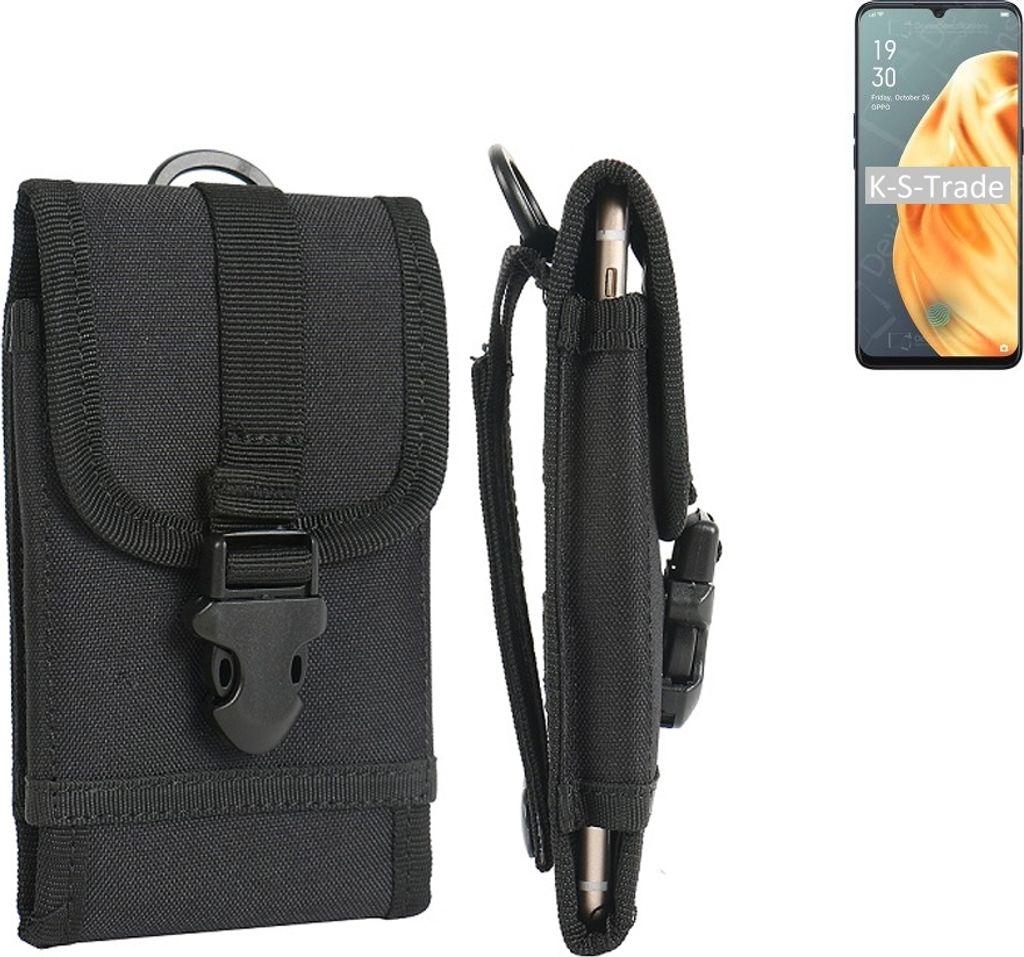 K-S-Trade Holster Handy Hülle kompatibel mit Oppo F15 Holster Handytasche Gürtel Tasche Schutz Hülle Robust Outdoor schwarz