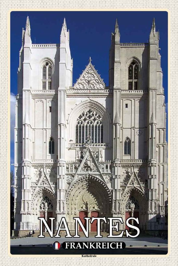 vianmo Holzschild 30x20 cm Nantes Frankreich Kathedrale Straße Stadt