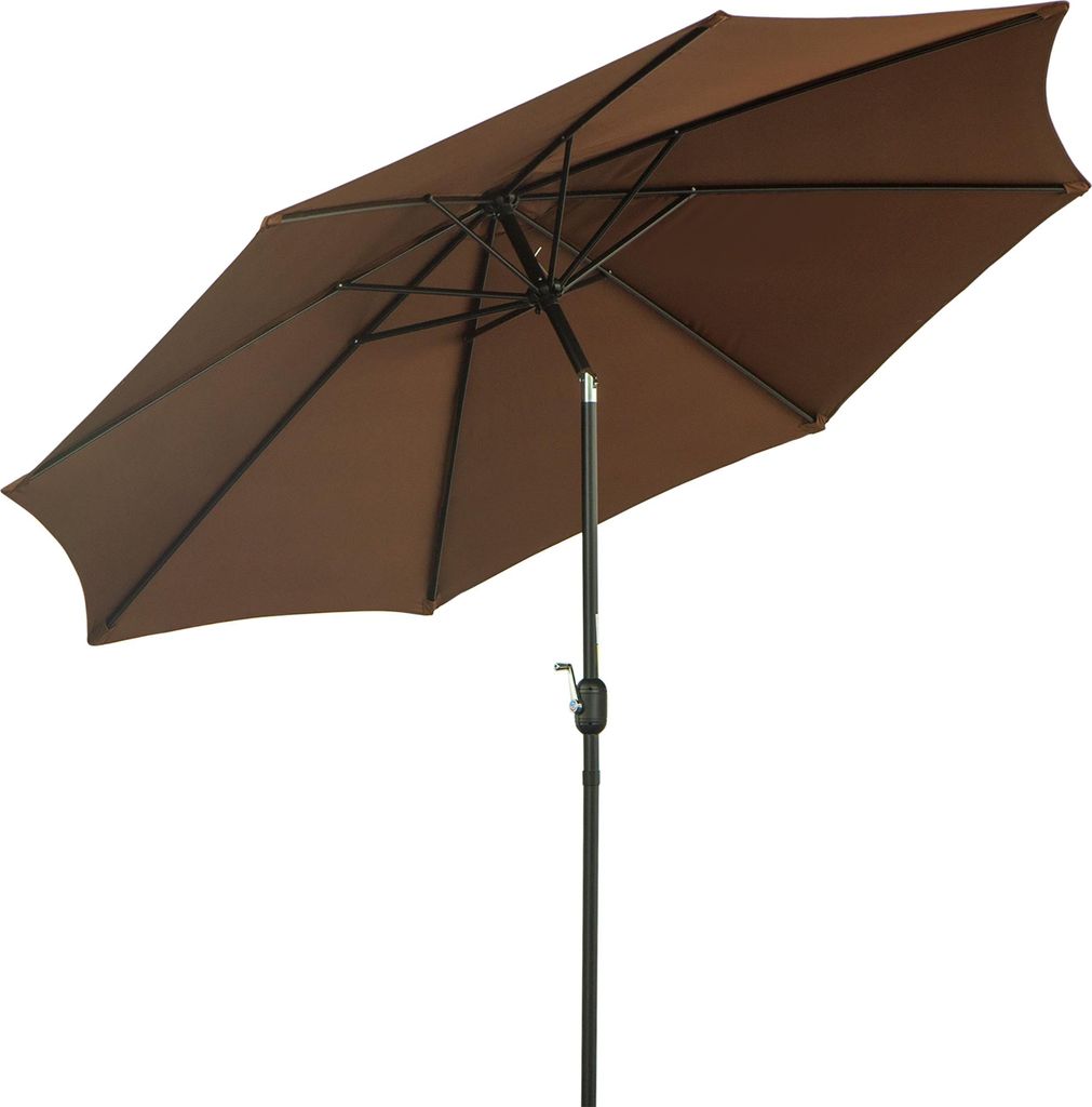 Sonnenschirm Knickschirm Gartenschirm Marktschirm mit Handkurbel Stahl 180/m² Polyester Braun Ø2,95 x 2,5 m