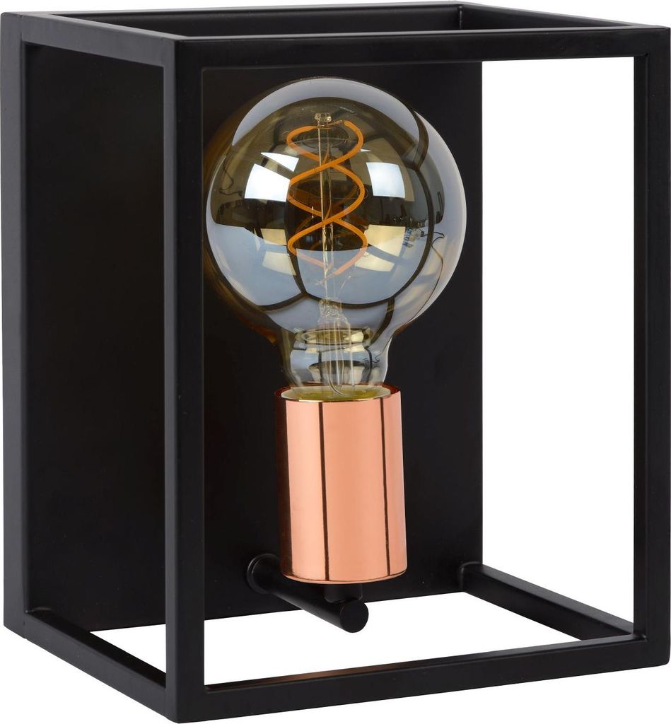 Wandlampe Metall E27 H: 22 cm in Schwarz Kupfer quadratisch Vintage Design