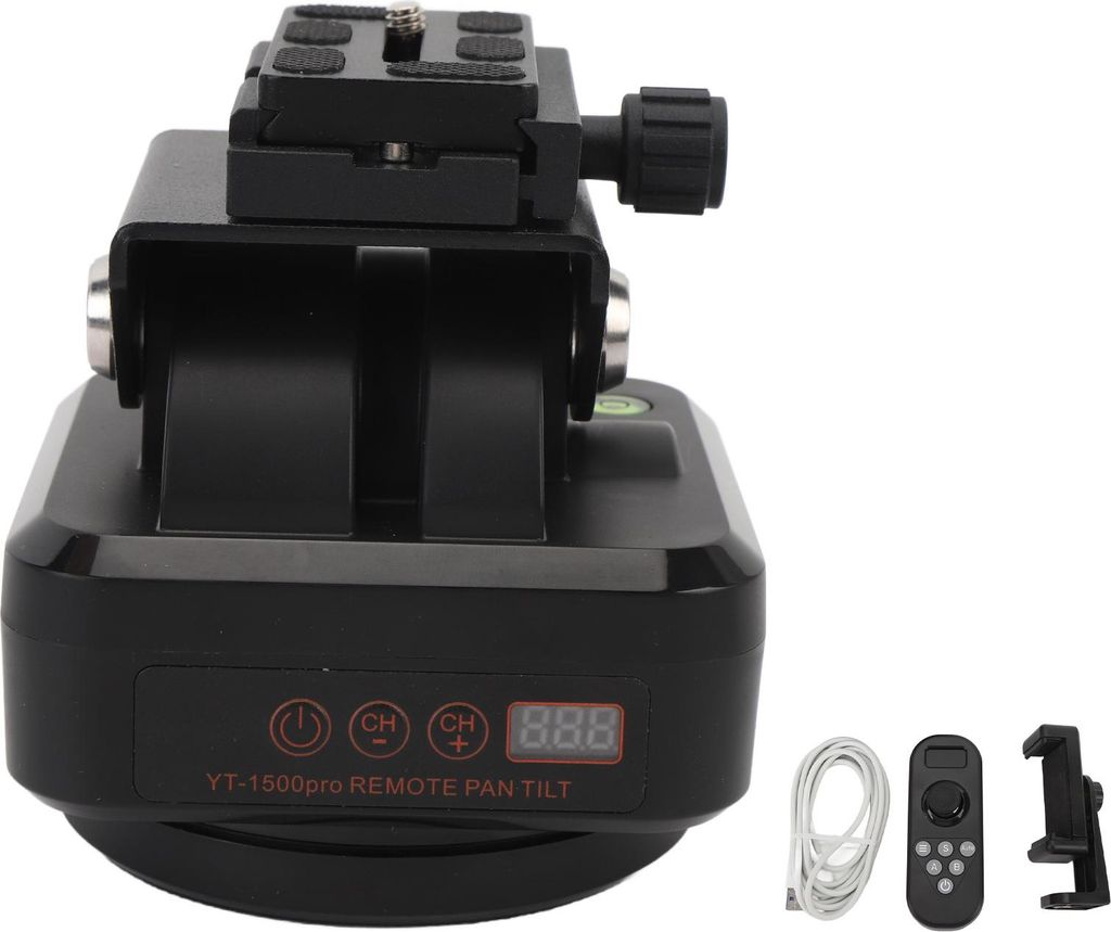 YT-1500pro Ferngesteuerter Schwenk-/Neigekopf, 360 Grad motorisiertes drehbares Panorama für Smartphones, DSLR-Kameras