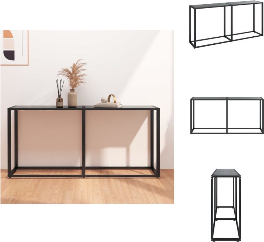 vidaXL Konsolentisch Schwarz 160x35x75,5 cm Hartglas - Beistelltische