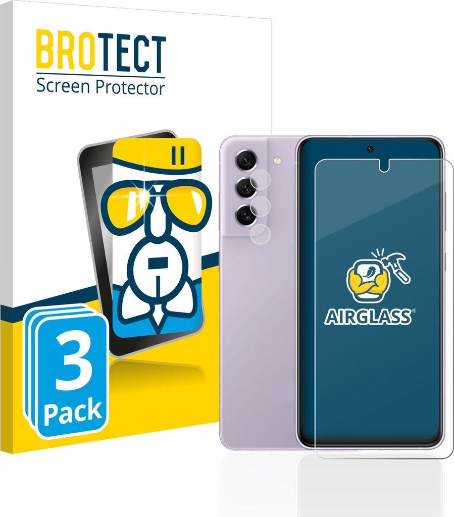 3x BROTECT Schutzglas für Samsung Galaxy S21 FE 5G (Display+Kamera) Schutzfolie Panzer Folie Glas Display Schutz klar