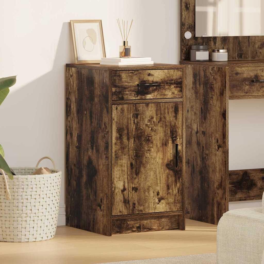 "Spring Sale"Sideboard/Kommode - elegantes Design - Buffetschrank - Geräucherte Eiche 40x40,5x75cm Holzwerkstoff NEU209778 - Kommoden