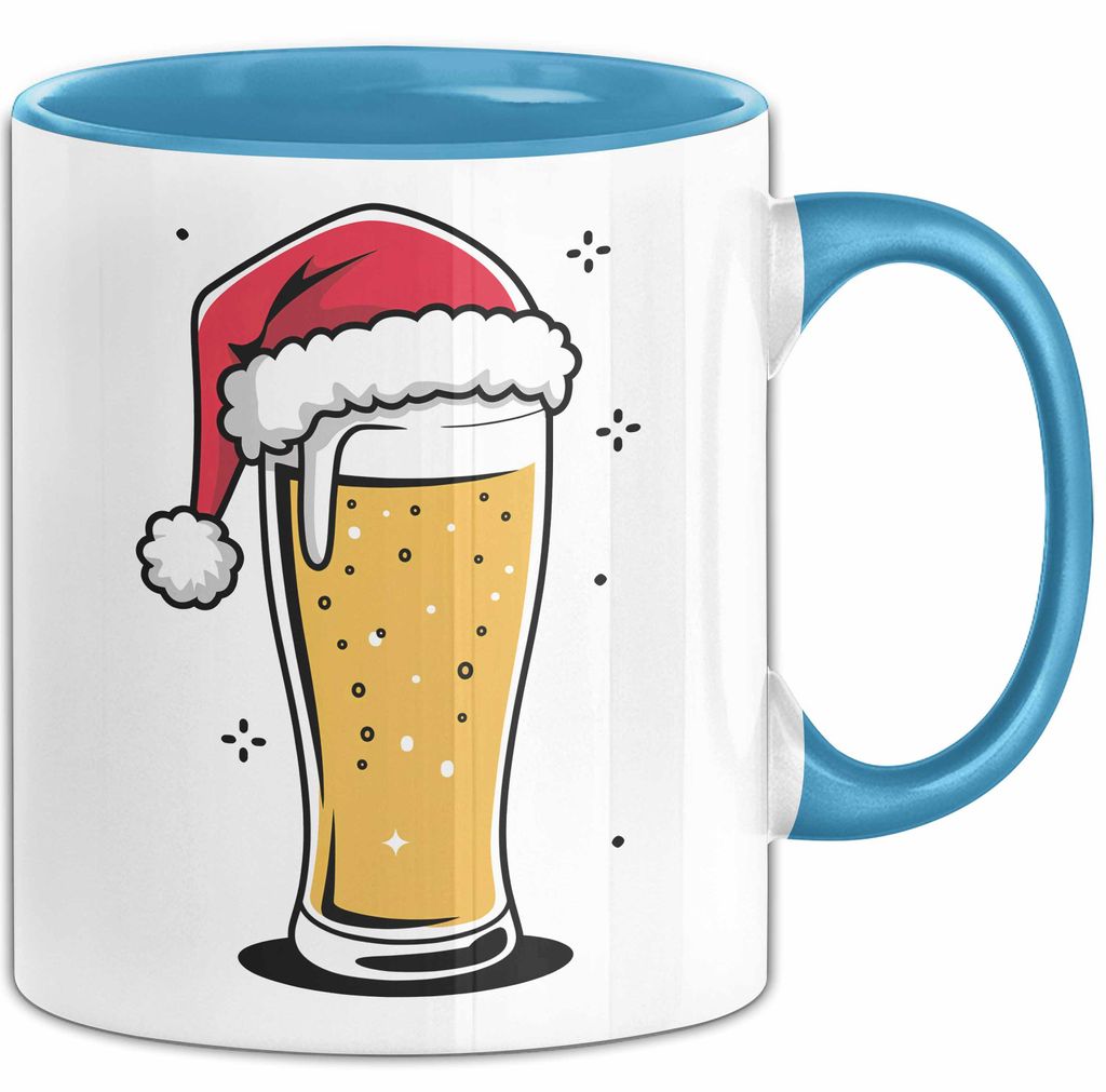 Bier Weihnachtsfeier Tasse Geschenk Lustige Geschenkidee Spruch (Blau)