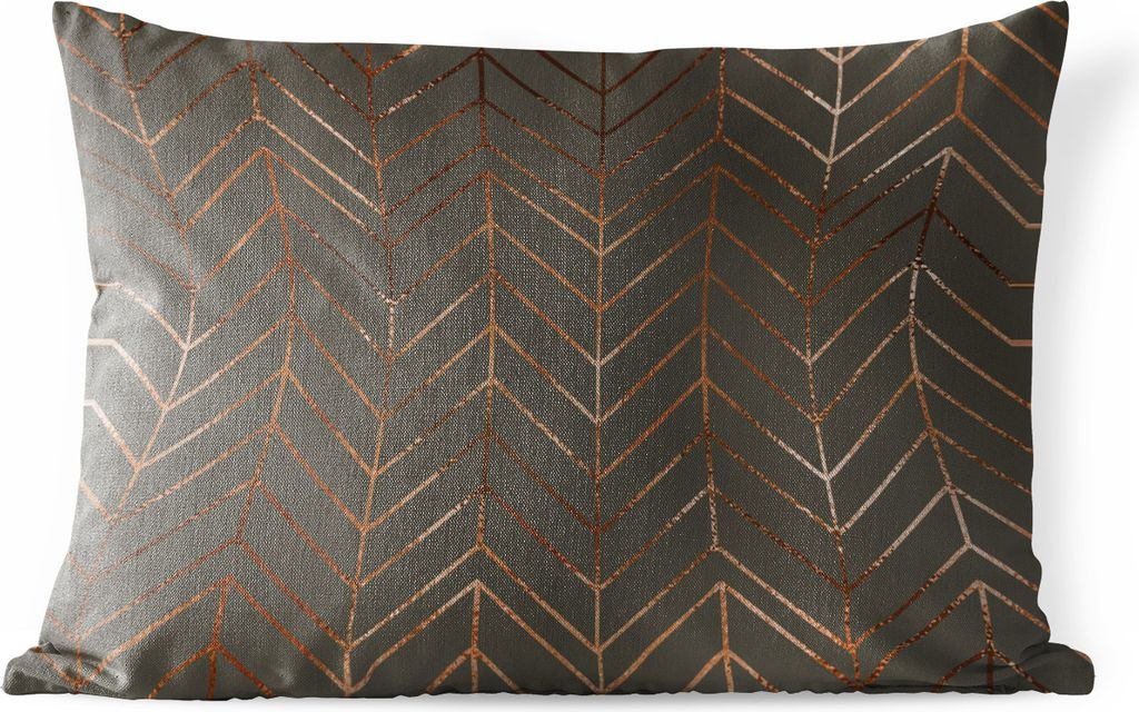 MuchoWow Outdoor Kissen - Muster - Bronze - Luxus - Grau - 50x30 cm - Wetterfest - Lounge Kissen - Sofa kissen - Wohnzimmer Dekoration