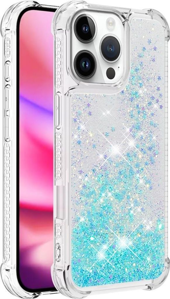 iPhone 16 Pro Hülle - Coverup Liquid Glitzer Back Cover - Hellblau