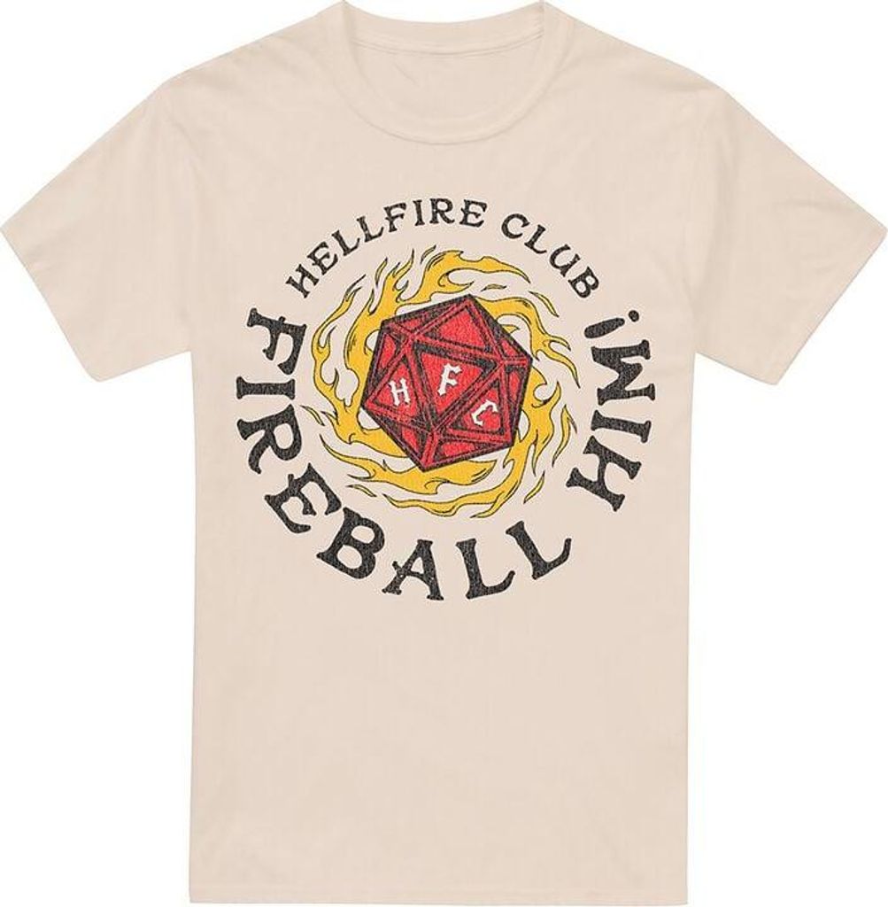 Stranger Things T-Shirt Herren Hellfire Club Fireball Him creme M