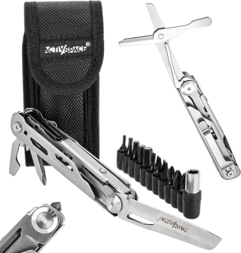 Pince Multifonction 7 en 1 avec Jeu d'Embouts pour Bricolage et Camping
