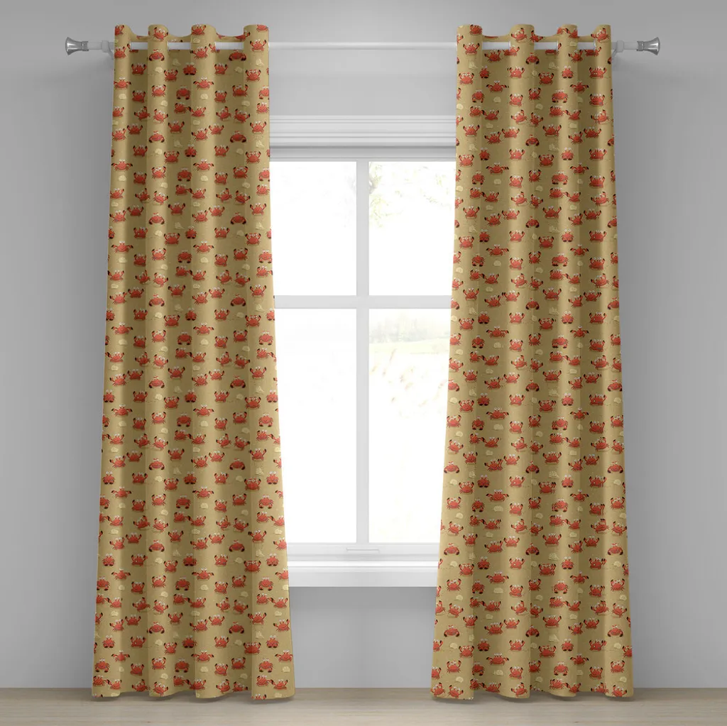 Rideau décoratif 2 panneaux Crabe Rigolo pour chambre d'enfant 175cm