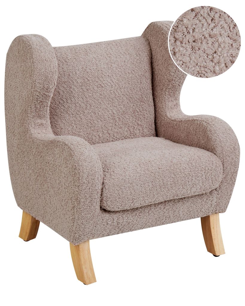 BELIANI Kindersessel Taupe Bouclé-Stoffbezug mit Armlehnen Produktbild 